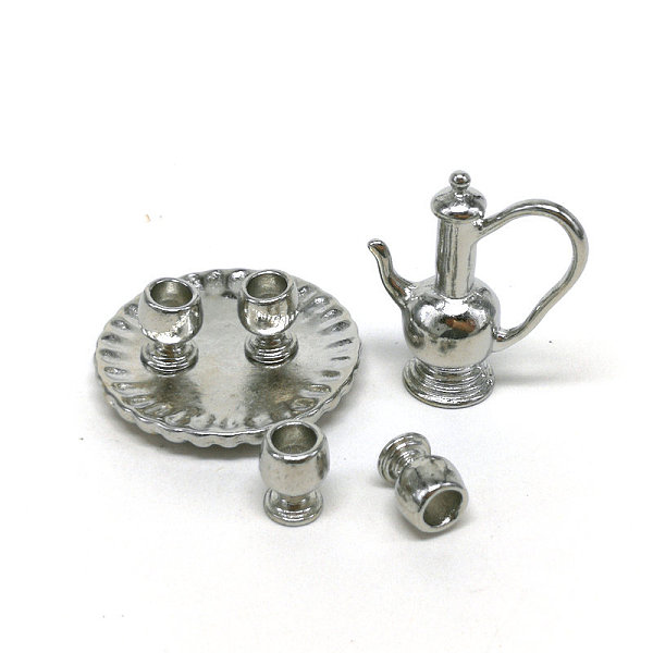 

PandaHall 6Pcs Alloy Teacup & Saucer & Teapot Set, for Dollhouse Accessories, Pretending Prop Decorations, Platinum, 7.2~31x4.2~28mm Alloy...