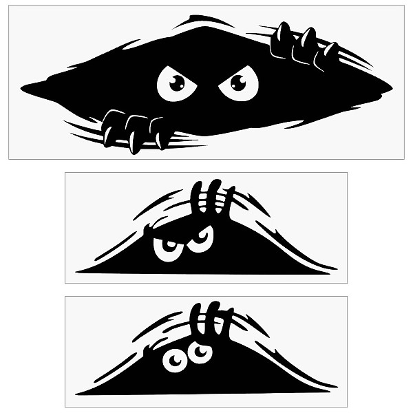 

PandaHall GORGECRAFT 3 Style Peeking Monster Funny Car Sticker Car Bumper Stickers Self Adhesive Laser Reflective Car Sticker for SUV Truck..., Black