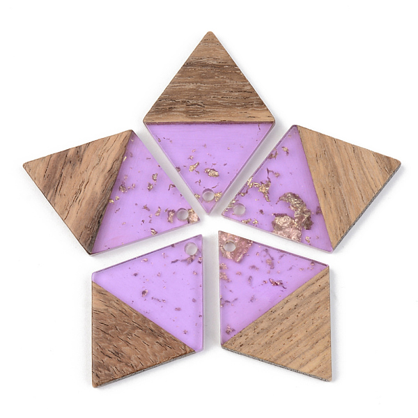 

PandaHall Transparent Resin & Walnut Wood Pendants, with Gold Foil, Rhombus, Lilac, 34x24x3mm, Hole: 2mm Resin+Wood Rhombus Purple