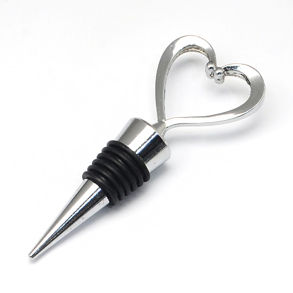 

PandaHall Heart Zinc Alloy Wine Bottle Stoppers, Platinum, 108x44x20mm Alloy Heart