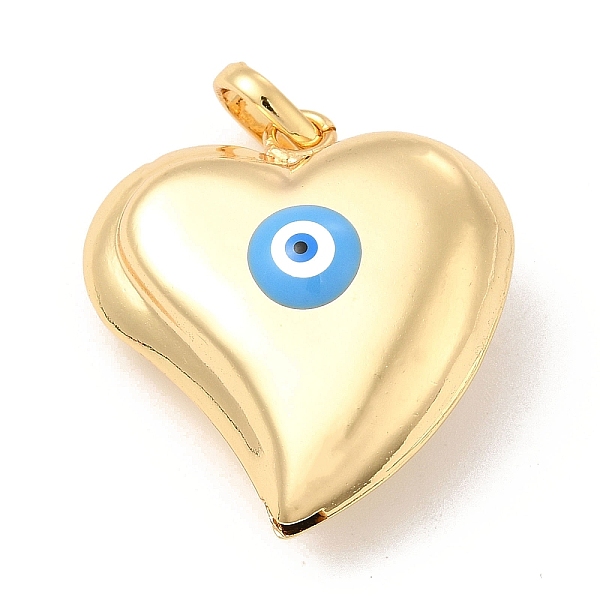 

PandaHall Brass Pendants, with Enamel, Real 18K Gold Plated, Long-Lasting Plated, Heart with Evil Eye Charm, Deep Sky Blue, 33x30x12mm, Hole...