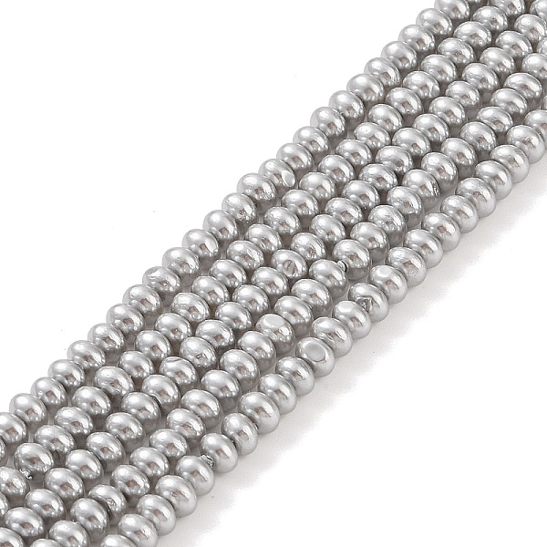

PandaHall Electroplated Shell Pearl Beads Strands, Rondelle, Silver, 5x4mm, Hole: 1mm, about 114pcs/strand, 15.63 inch(39.7cm) Shell Pearl...