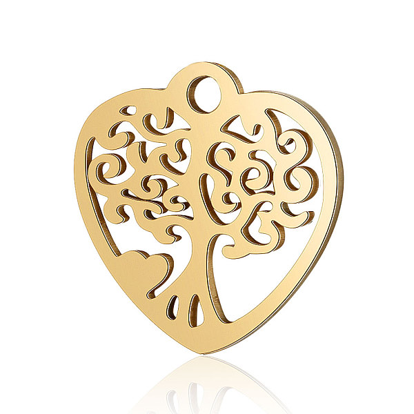 

PandaHall 201 Stainless Steel Pendants, Heart with Tree, Golden, 15.5x15.5x1mm, Hole: 1.8mm 201 Stainless Steel Heart