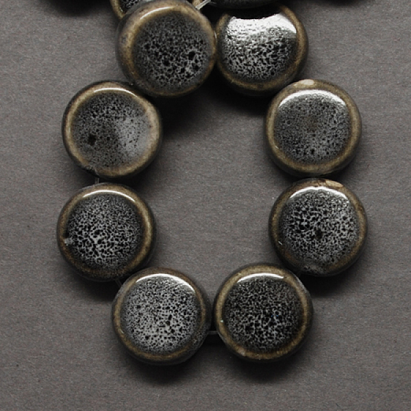 

PandaHall Handmade Porcelain Beads, Fancy Antique Glazed Porcelain, Flat Round, Gray, 12x7mm, Hole: 3mm Porcelain Flat Round Gray