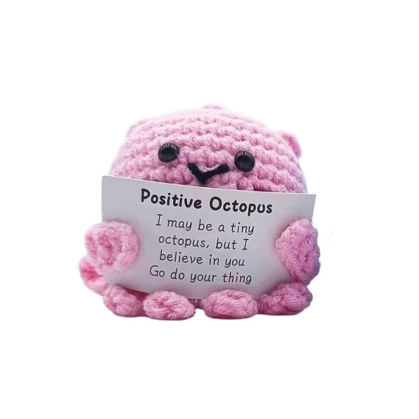 

PandaHall Cute Funny Positive Octopus Doll, Wool Knitting Doll with Positive Card, for Home Office Desk Decoration Gift, Pink, 55x50mm Wool...