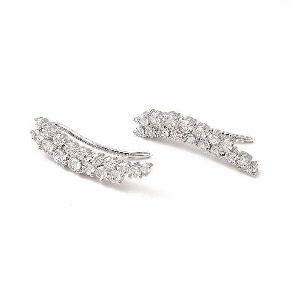

PandaHall Brass Micro Pave Cubic Zirconia Stud Crawler Earrings, Climber Earrings for Women, Lead Free & Cadmium Free, Platinum, 24x6x2.5mm...