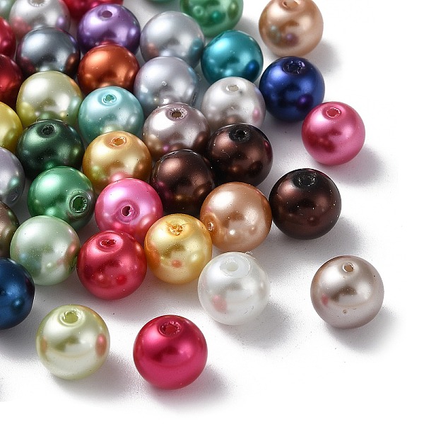 

PandaHall Baking Painted Pearlized Glass Pearl Round Bead Strands, Mixed Color, 10~11mm, Hole: 1mm, about 364pcs/500g Glass Round Multicolor