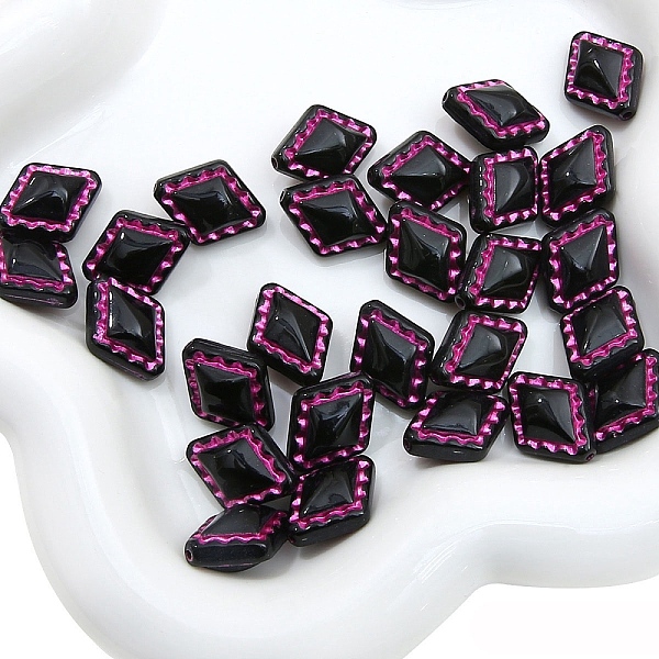 

PandaHall Acrylic Beads, Black, Cerise, Rhombus, 18x14mm, 20pcs/bag Acrylic Rhombus Black