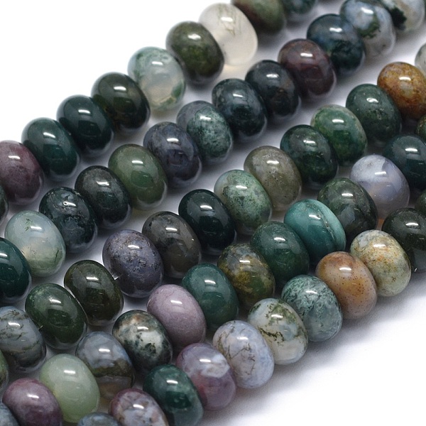 

PandaHall Natural Indian Agate Beads Strands, Rondelle, 8x5mm, Hole: 1mm, about 74pcs/strand, 15.15 inch(38.5cm) Indian Agate Rondelle