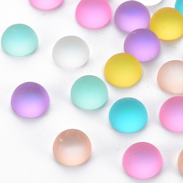 

PandaHall Electroplate Resin Cabochons, with Frosted, Half Round, Mixed Color, 8x4mm Resin Half Round Multicolor