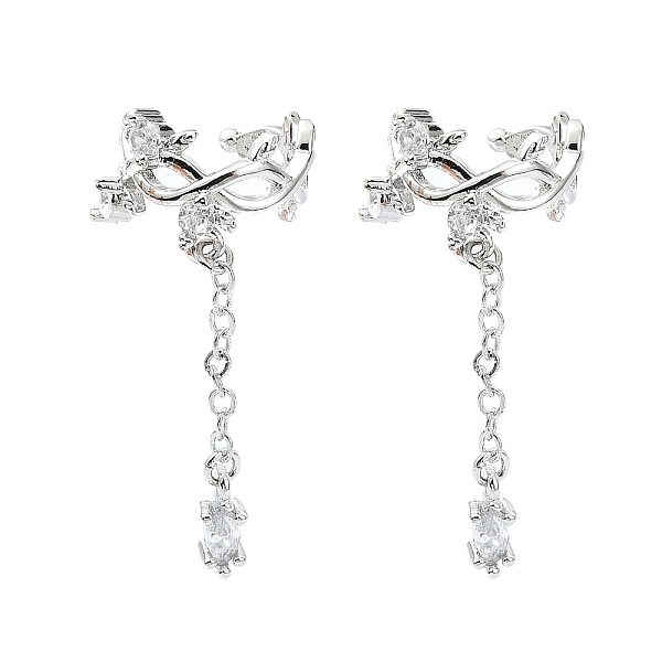 

PandaHall Rack Plating Brass Micro Pave Cubic Zirconia Cuff Earring, Cadmium Free & Lead Free, Long-Lasting Plated, Bowknot, Platinum..., Clear