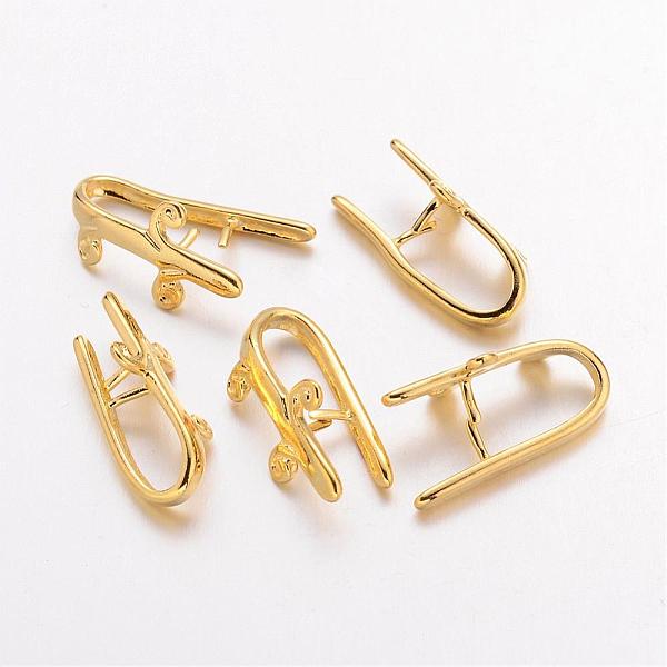 

PandaHall Golden Plated Brass Ice Pick Pinch Bails, Nickel Free, about 10mm wide, 18mm long, 2mm thick Brass