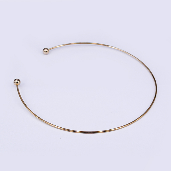 

PandaHall 304 Stainless Steel Choker Necklaces, Rigid Necklaces, with Immovable Round Beads, Real 18K Gold Plated, Inner Diameter...