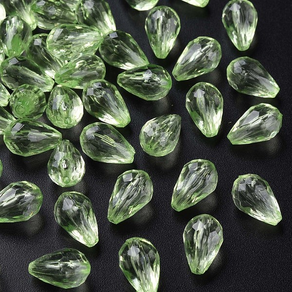 

PandaHall Transparent Acrylic Beads, Faceted, Teardrop, Light Green, 12x8mm, Hole: 1.5mm, about 1338pcs/500g Acrylic Teardrop