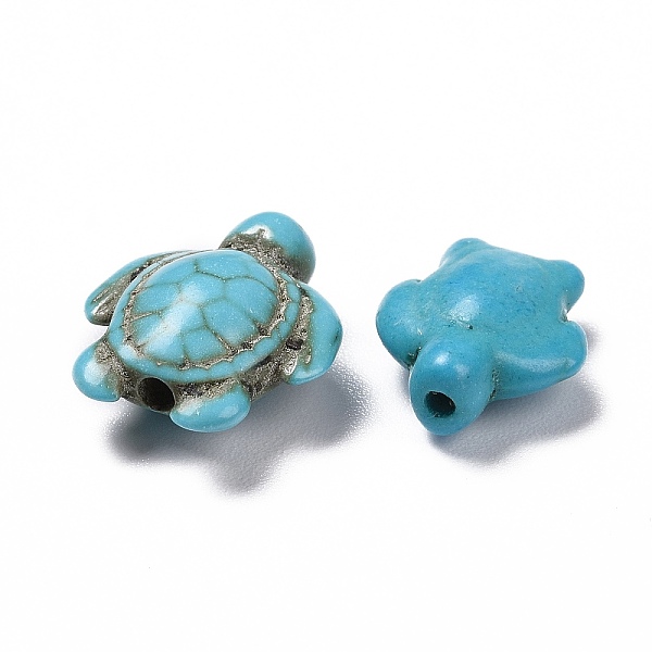 

PandaHall 210 Pcs Turtle Turquoise Beads, 2 Sizes Tortoise Turtle Charm Howlite Gemstone Stone Spacer Beads for Jewelry Making DIY Bracelet..., Green
