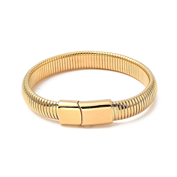 

PandaHall Ion Plating(IP) 304 Stainless Steel Stretch Flat Snake Chain Bracelet with Magnetic Clasp for Men Women, Golden, 8-1/2 inch...