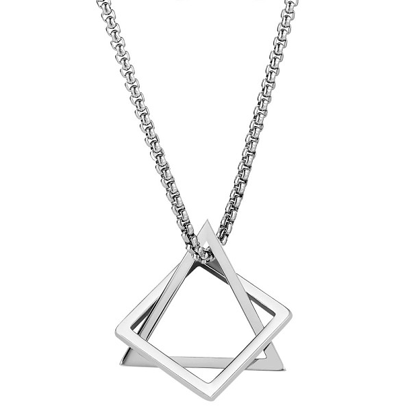 

PandaHall 304 Stainless Steel Triangle & Rhombus Pendant Necklace with Box Chains, Punk Hip Jewelry for Women, Stainless Steel Color, 25.20...