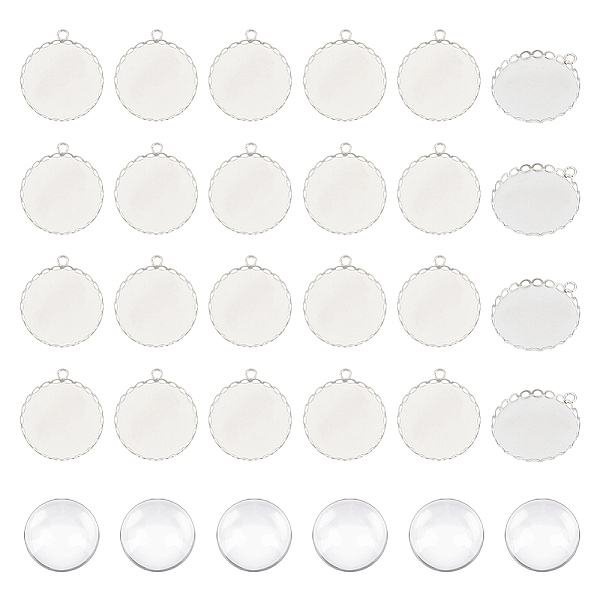 

PandaHall UNICRAFTALE 30 Sets Round Cabochon Pendant 316 Surgical Stainless Steel Blank Bezel Pendant Trays 25mm Cabochon Charm Settings...