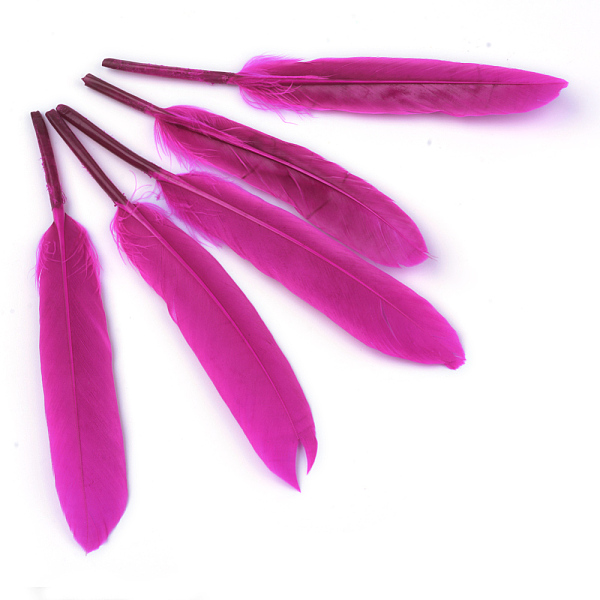 

PandaHall Goose Feather Costume Accessories, Dyed, Medium Violet Red, 100~175x13~25mm Feather Feather Red