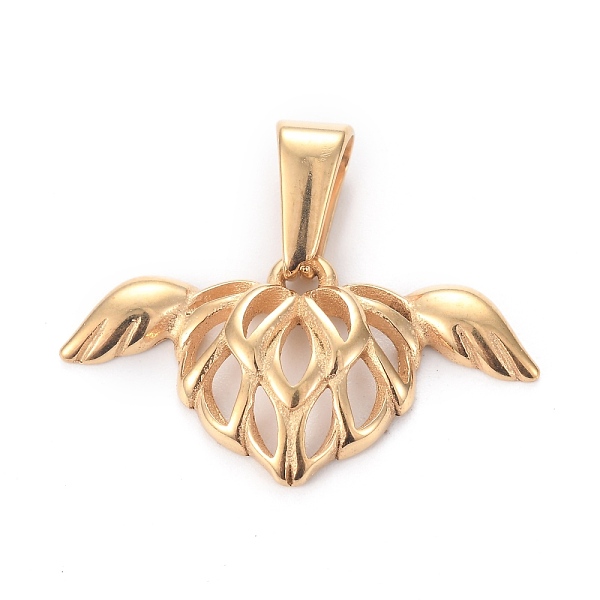 

PandaHall Valentine's Day 304 Stainless Steel Pendants, Flying Heart, Golden, 13x25.5x3mm, Hole: 7.5x3mm. 304 Stainless Steel Heart