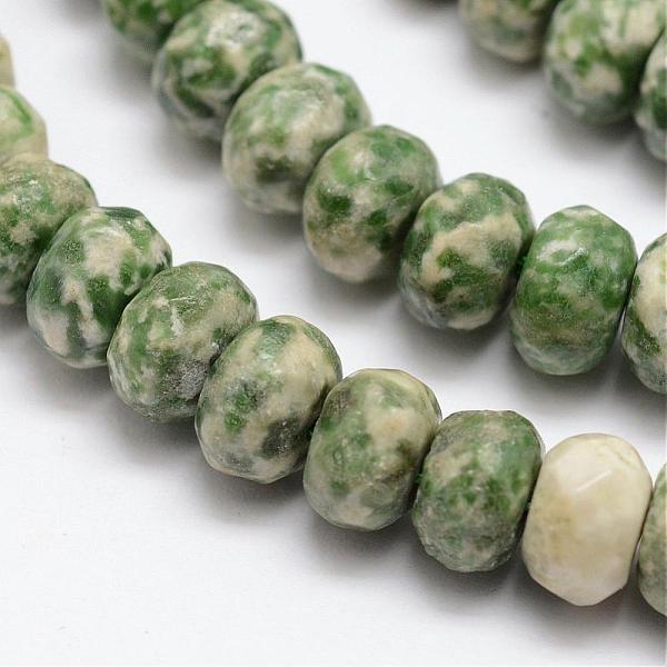 

PandaHall Faceted Natural Green Spot Jasper Rondelle Beads Strands, 8x5mm, Hole: 1mm, about 76pcs/strand, 15.2 inch Green Spot Jasper...