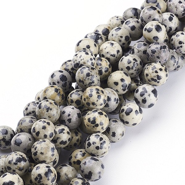 

PandaHall Natural Dalmatian Jasper Beads Strands, Round, 10mm, Hole: 1mm Dalmatian Jasper Round