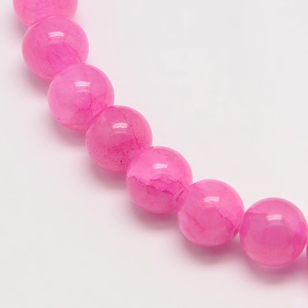 

PandaHall Dyed Natural Green Jade Beads Strands, Round, Deep Pink, 10mm, Hole: 1.5mm, about 38pcs/strand, 15.74 inch Green Jade Round Pink