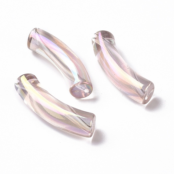 

PandaHall UV Plating Transparent Rainbow Iridescent Acrylic Beads, Curved Tube, Lilac, 32~33x10x8mm, Hole: 1.6mm Acrylic Tube Purple