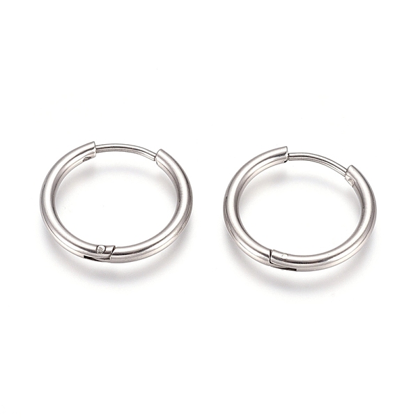 

PandaHall 304 Stainless Steel Huggie Hoop Earrings, with 316 Surgical Stainless Steel Pin, Ring, Stainless Steel Color, 18x2mm, 12 Gauge...