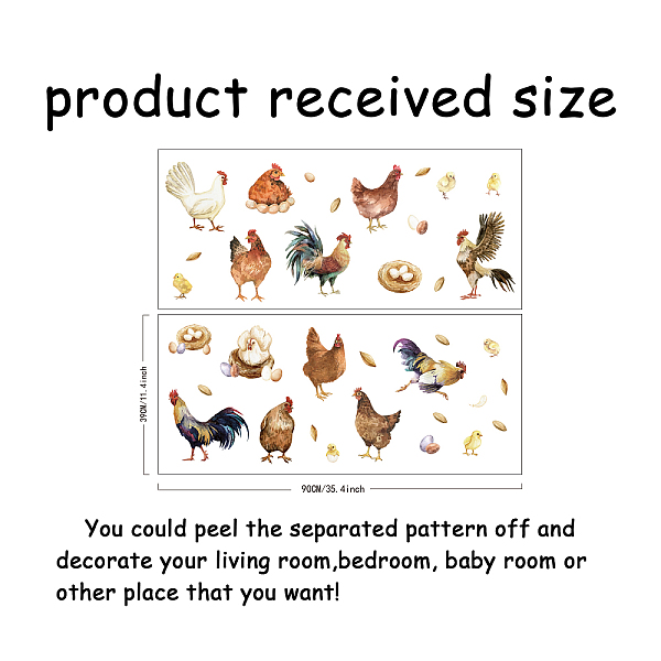 

PandaHall SUPERDANT 35 Pieces Farm Chicken Wall Decals Stickers Roosters Hen Decorations Bedroom Self-Adhesive Vinyl Art Home Dining Room..., Multicolor