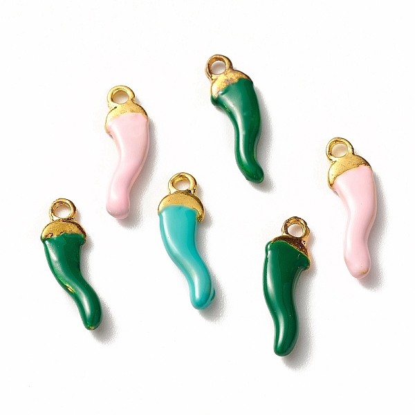 

PandaHall Alloy Enamel Charms, Horn of Plenty/Italian Horn Cornicello, Golden, Mixed Color, 14.5x4.5x2.5mm, Hole: 1.2mm Alloy+Enamel..., Multicolor