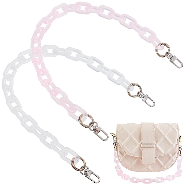 

PandaHall Gorgecraft 2Pcs 2 Colors Bag Handles, with Transparent Acrylic Linking Rings, Platinum Tone Alloy Spring Gate Rings and Zinc Alloy..., Multicolor