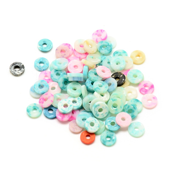 

PandaHall Handmade Polymer Clay Beads, Disc/Flat Round, Heishi Beads, Mixed Color, 5~5.5x1mm, Hole: 1.5mm, about 660pcs/20g Polymer Clay..., Multicolor