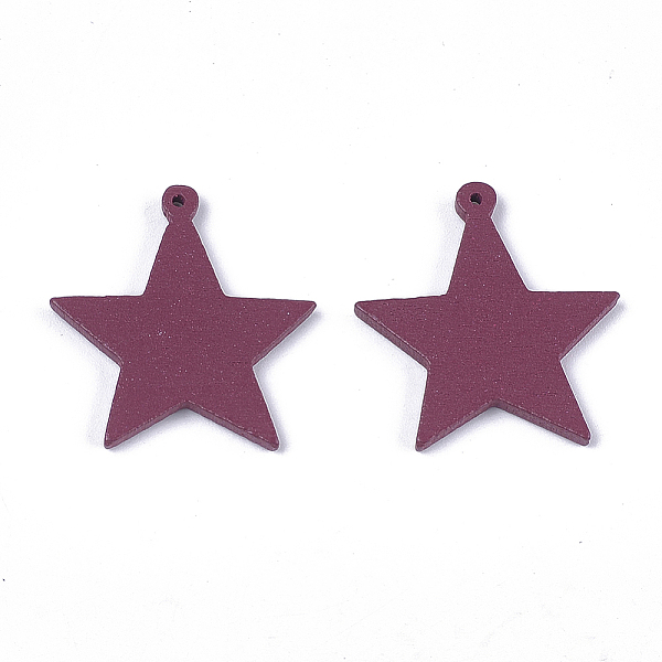 

PandaHall Spray Painted Wood Pendants, Star, Dark Red, 33x31x2.5mm, Hole: 1.5mm Wood Star Red