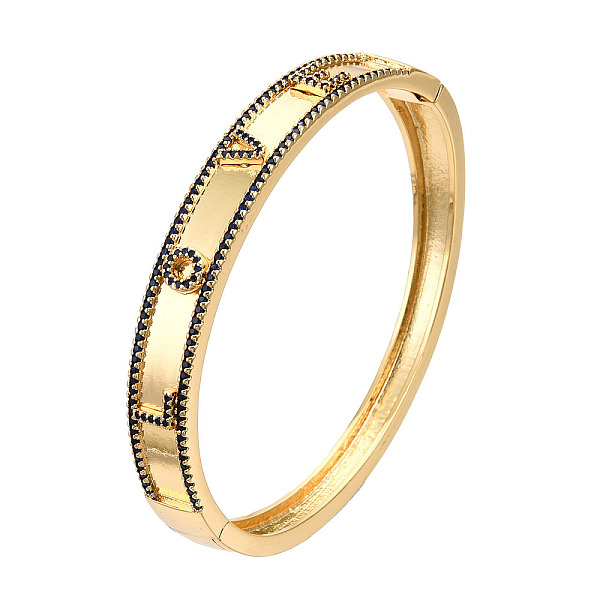 

PandaHall Cubic Zirconia Word Love Hinged Bangle, Real 18K Gold Plated Brass Jewelry for Women, Nickel Free, Midnight Blue, Inner Diameter...