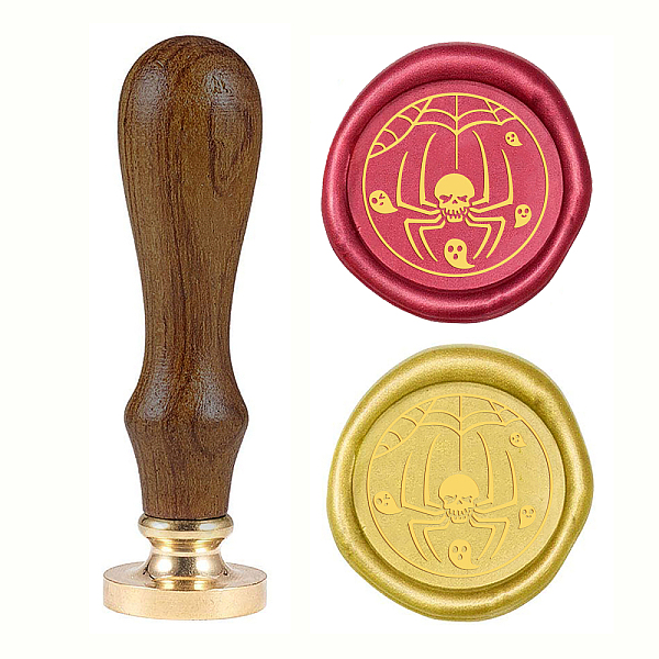 PandaHall DIY Wood Wax Seal Stamp, Spider Pattern, 83x22mm, Head: 7.5mm, Stamps: 25x14.5mm Wood Spider