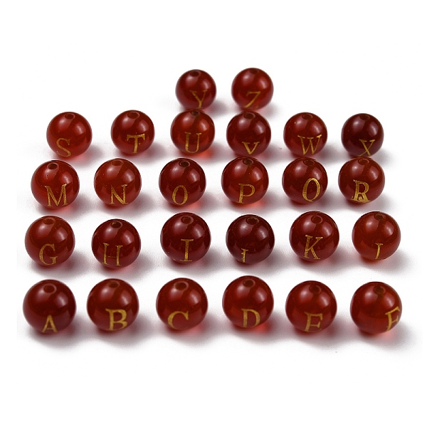 

PandaHall 26Pcs 26 Styles Natural Black Agate Beads, with Engraving Gold Color Letter A~Z, Round, Letter A~Z, 8mm, Hole: 1.2mm, 1pc/style...