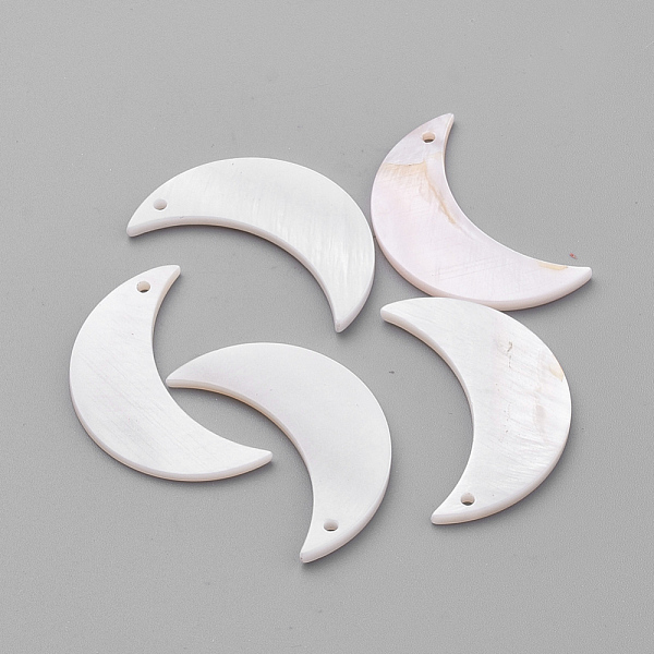 

PandaHall Plated Freshwater Shell Pendants, Moon, Creamy White, 30x20x2mm, Hole: 1mm Freshwater Shell Moon