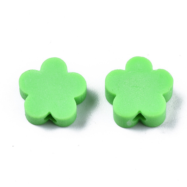 

PandaHall Handmade Polymer Clay Beads, Flower, Spring Green, 9.5~10x10x3.5~4.5mm, Hole: 1.6mm Polymer Clay Flower