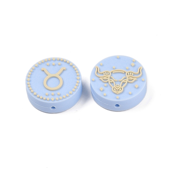 

PandaHall Food Grade Silicone Focal Beads, Silicone Teething Beads, Round with Twelve Constellations, Taurus, 25x9.5mm, Hole: 2.5mm Silicone..., Orange