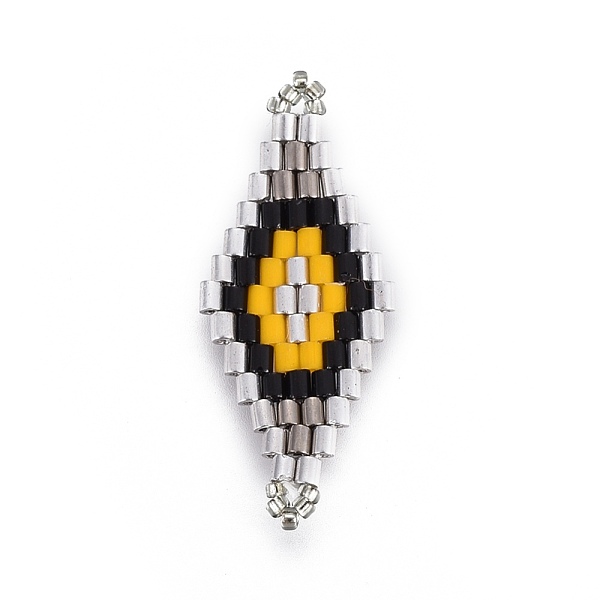 

PandaHall MIYUKI & TOHO Handmade Japanese Seed Beads Links, Loom Pattern, Rhombus, Colorful, 31.4~33x12.7~13.4x1.6~1.7mm, Hole: 1~1.4mm..., Gray