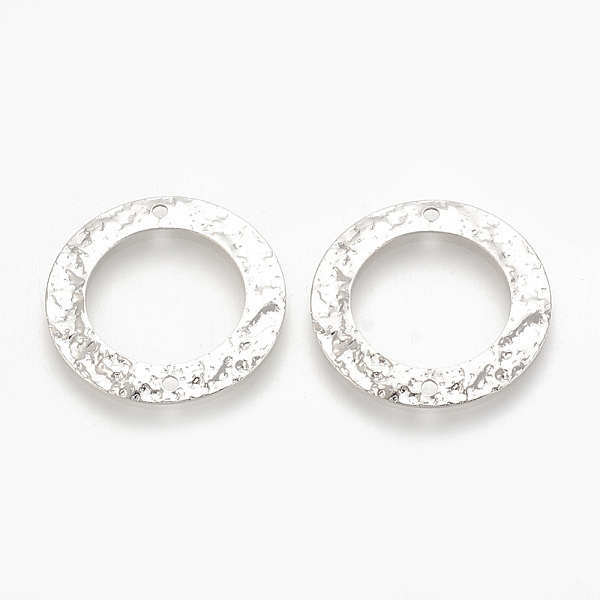 

PandaHall Brass Hammered Links connectors, Ring, Nickel Free, Real Platinum Plated, 21x1mm, Hole: 1mm Brass Ring