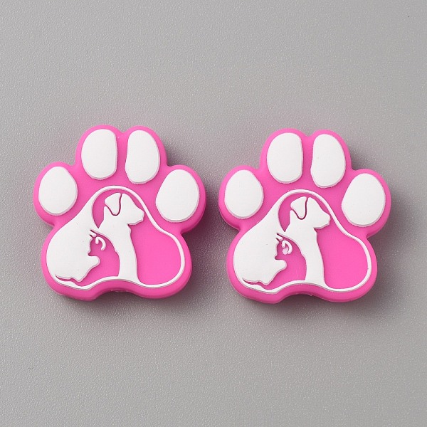 

PandaHall Paw Print Food Grade Eco-Friendly Silicone Beads, Chewing Beads For Teethers, DIY Nursing Necklaces Making, Hot Pink, 28x27x8mm...