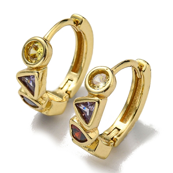 

PandaHall Rack Plating Brass Triangle Hoop Earrings with Cubic Zirconia, Lead Free & Cadmium Free, Real 18K Gold Plated, 14x14x4mm Cubic...