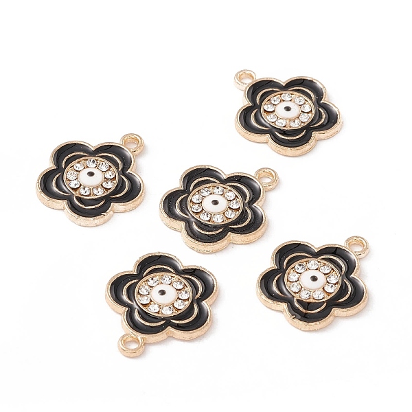 

PandaHall Alloy Enamel Pendants, with Crystal Rhinestone, Light Gold, Flower with Evil Eye, Black, 18x15x2mm, Hole: 1.6mm Alloy...
