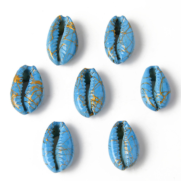 

PandaHall Natural Cowrie Shell Beads, No Hole/Undrilled, Dyed and Drawbench, Deep Sky Blue, 18~22x12~14x7~8mm Cowrie Shell Shell Shape Blue