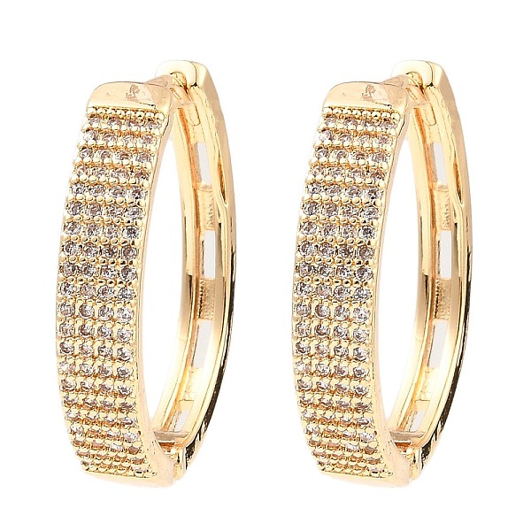 

PandaHall Brass Cubic Zirconia Hoop Earrings, Light Gold, 26x5mm Cubic Zirconia Ring Clear