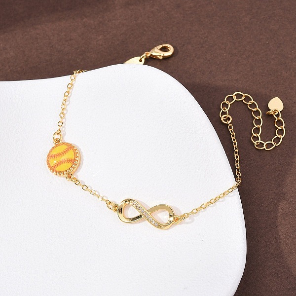 Sports Brass Micro Pave Cubic Zirconia Infinity Link Bracelets