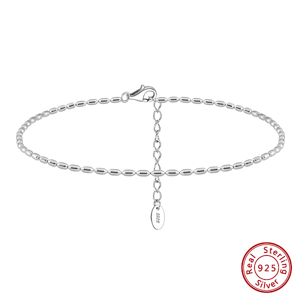 

PandaHall 925 Sterling Silver Anklet, Real Platinum Plated, 8-5/8 inch(21.8cm) Sterling Silver