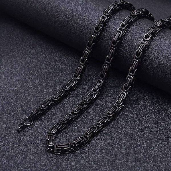 

PandaHall Titanium Steel Byzantine Chain Necklaces for Men, Black, 19.69 inch(50cm) Titanium Steel